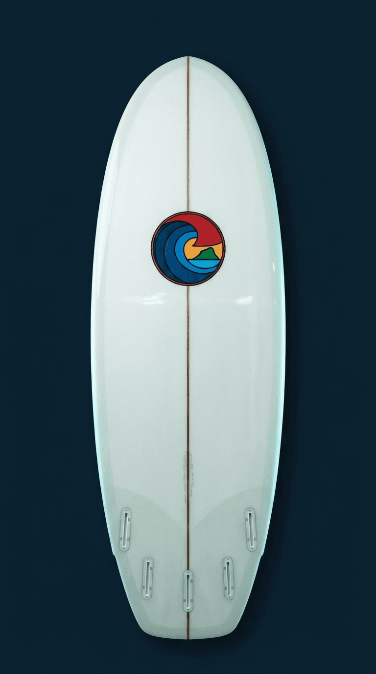 Groveller surfboard, deck up