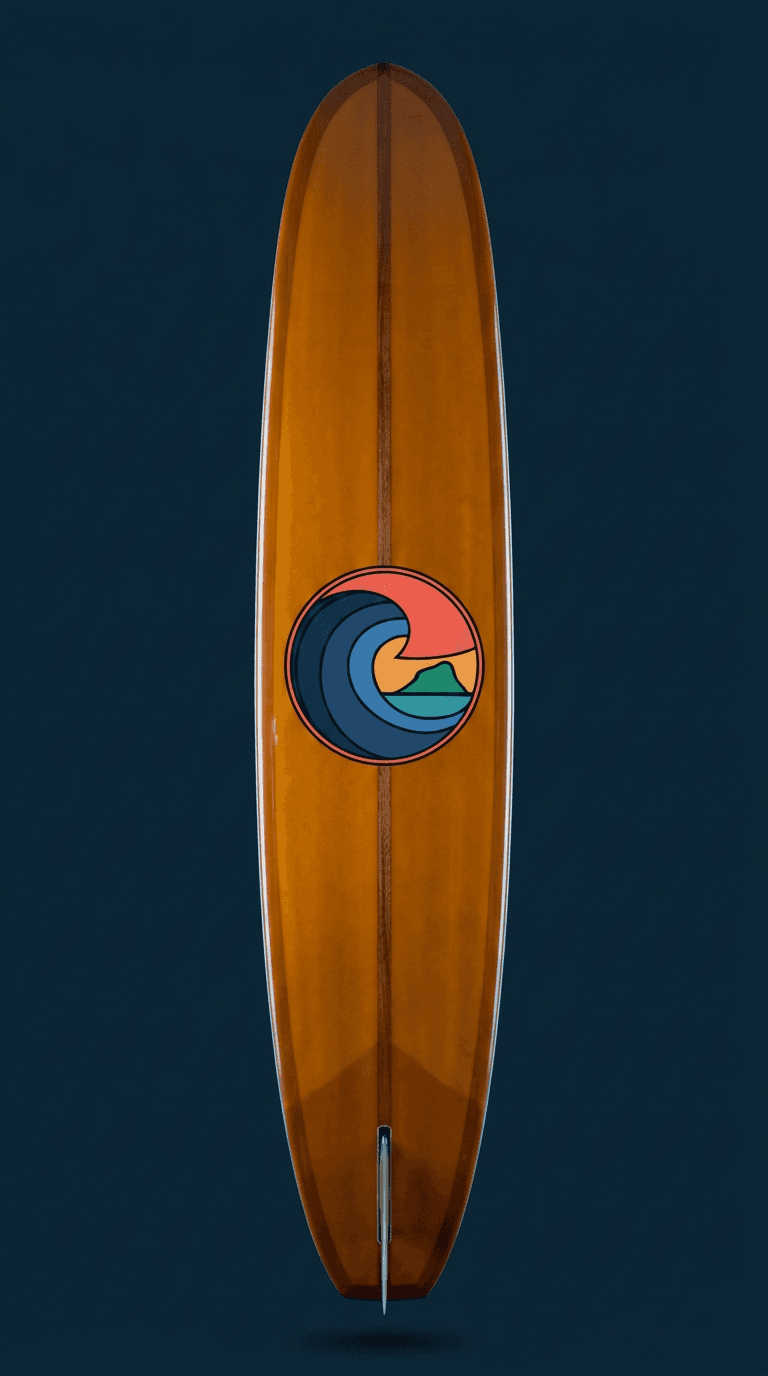 Longboard surfboard, deck up