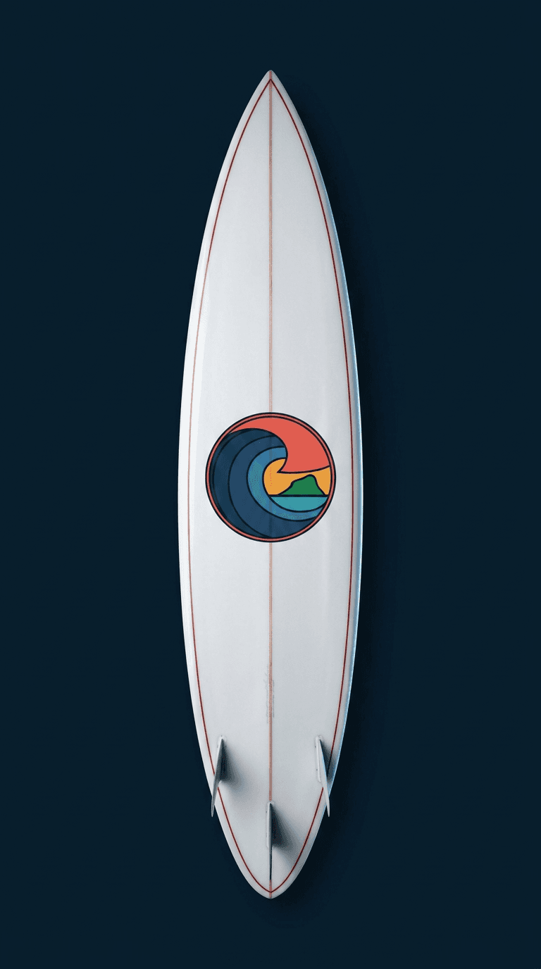 Gun surfboard, deck up