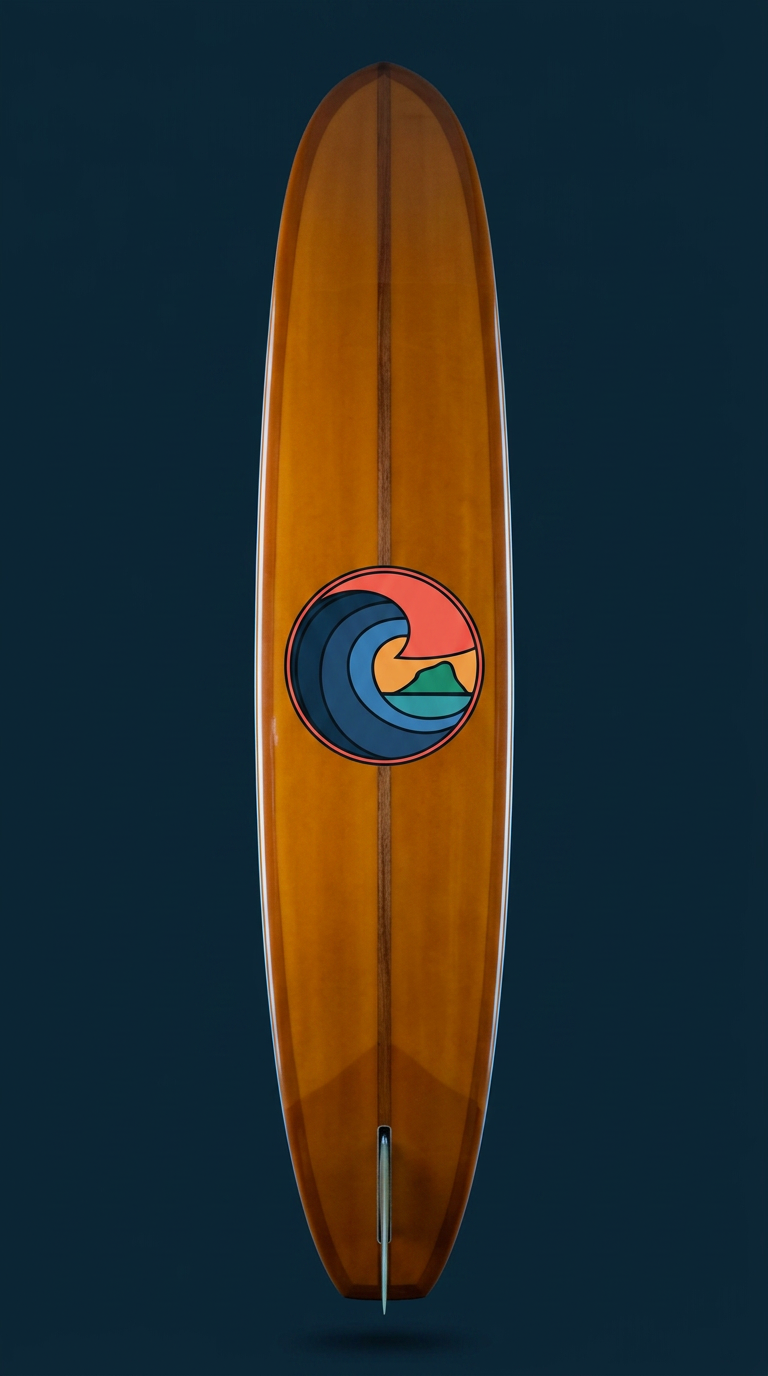 Longboard surfboard, deck up