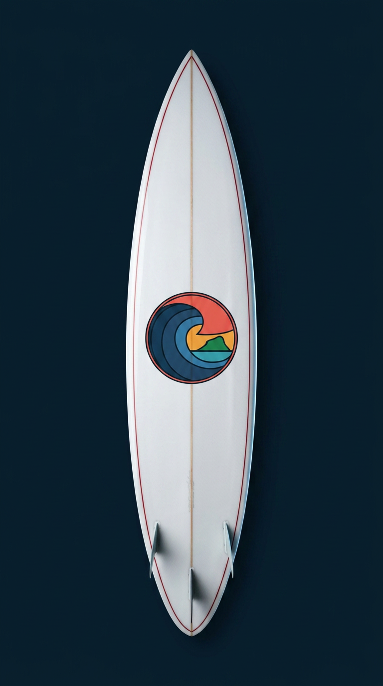 Gun surfboard, deck up